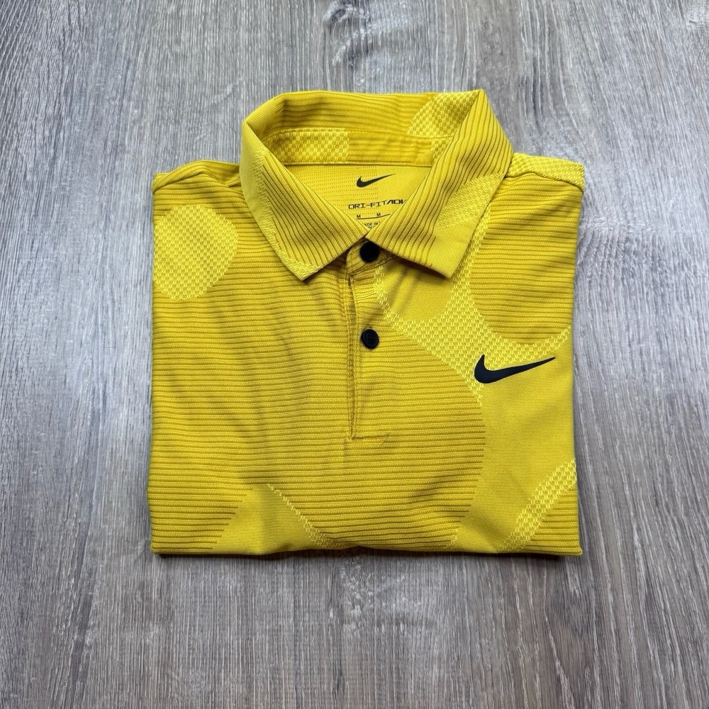 Nike Dri-FIT ADV Tour Golf Polo Mens M Medium Mustard Yellow Camo DR5312-772